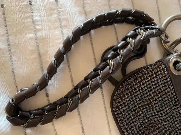 BCBGMAXAZRIA BCBG Leather and Mesh wristlet LKN