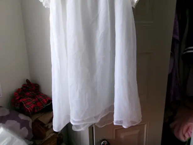 Radcliffe vintage coquette nightgown nightie lingerie bow lace in white/ivory and blue size large.