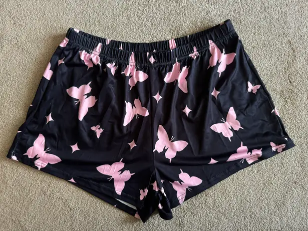 Black Pajama Shorts Pink Butterflies Size Large