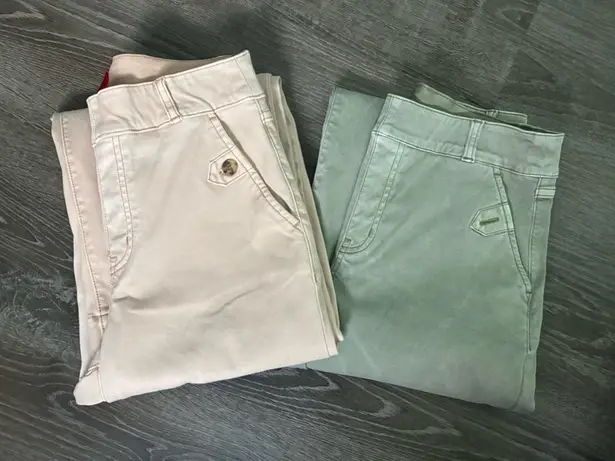 Spanx Womens  Stretch Twill Wide Leg Cropped Pant Pale Pink And Green Bundle Sz S - Image 1