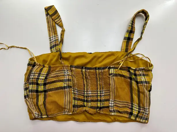 Francesca's Yellow Plaid Crop Top