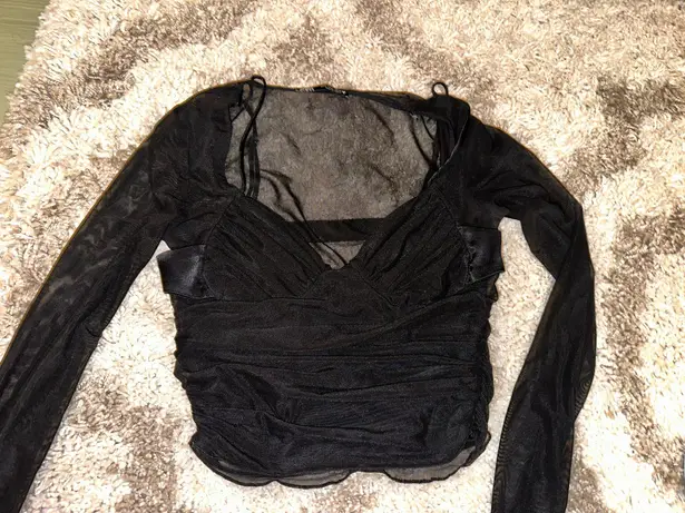 ZARA Sheer Mesh Long Sleeve with Bra Detail