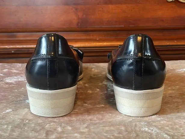 Acne Studios Leather Black Laser Cut Pointed Toe 2-Tone Wedge Loafers $650 EUC US Wmn 11 ; EUR 41