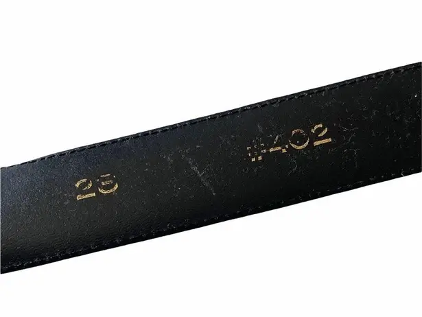 Vintage: Vincenza ☾ ©1997 Celestial Etched Metal Buckle Belt ☾ Black Leather Size 28