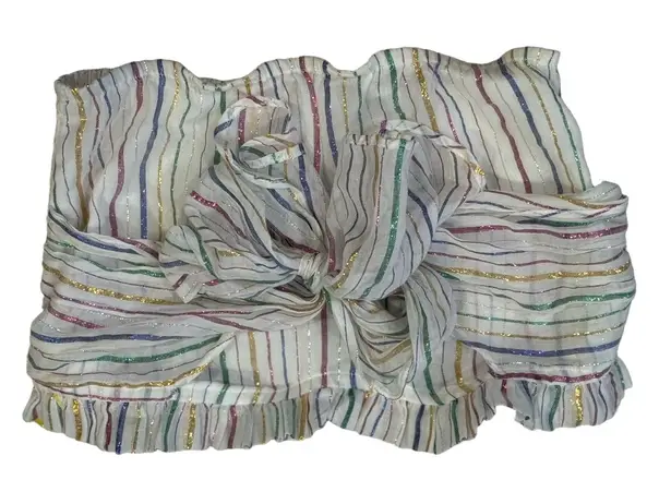 Apiece Apart Top Womens Size 6 Multicolor Strapless Ruffle Trim Metallic