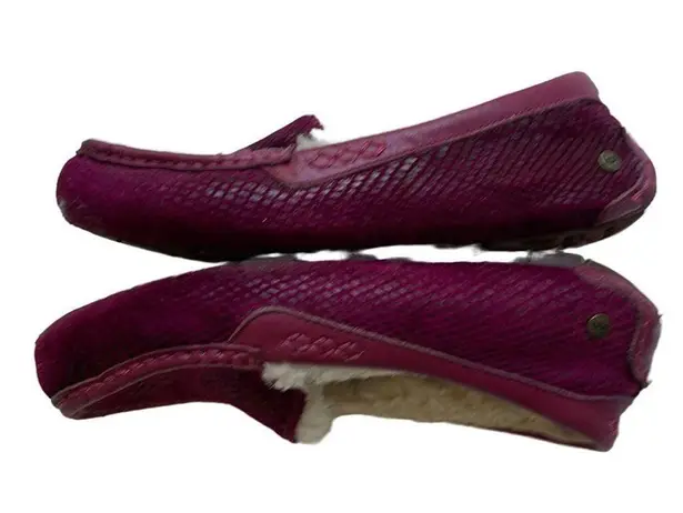 UGG  MAGENTA Suede Snakeskin Effect Slip OnMoccasin Slippers Size 7