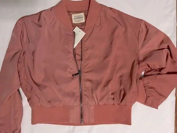 Ashley by 26 International NWT Pink Coral Bomber style Cropped Jacket Size XL