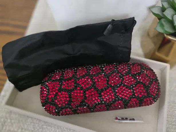 Boutique Red and Black Beaded Eyeglass Hard Case