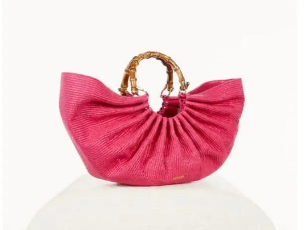 Cult Gaia ππ Banu Mini Tote Bag Raffia Half Moon ~ Qajar Rose Pink NWT