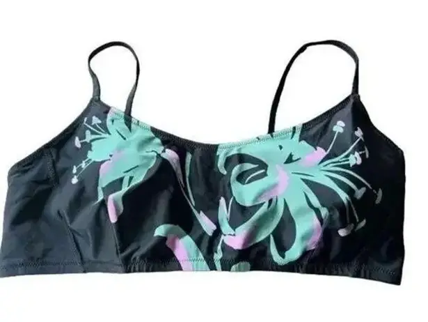 Tanya Taylor NWT Tropical Kaia Bikini Swim Top Adjustable Straps L Black Pink