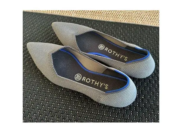 Rothy's  The Point Cloud Birdseye Logo Flat Knit Shoes Slip On Gray Women's Sz 9