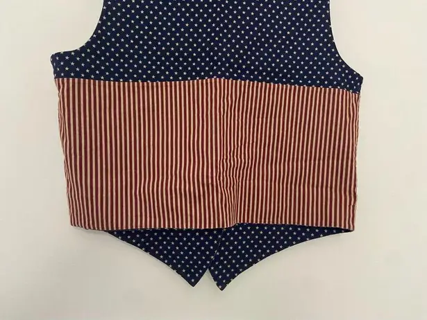 Handmade Vintage Cotton Vest Red and Blue Stars and Stripes USA Fourth of July Medium