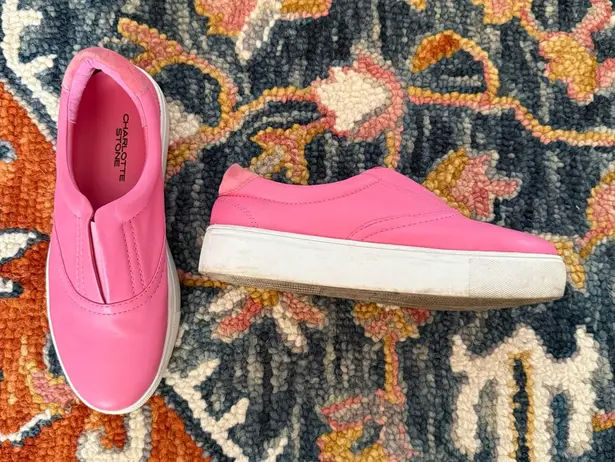 Charlotte Stone Arianne Bubblegum Pink Leather Slip On Sneakers 10