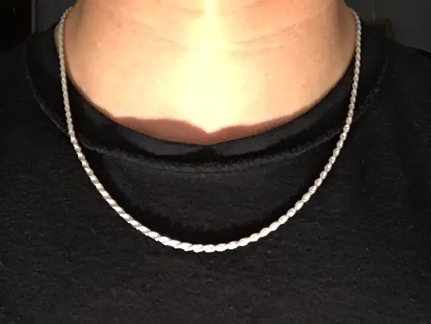 Solid Silver Chain Rope Chain 20in 2mm And Silver Cross