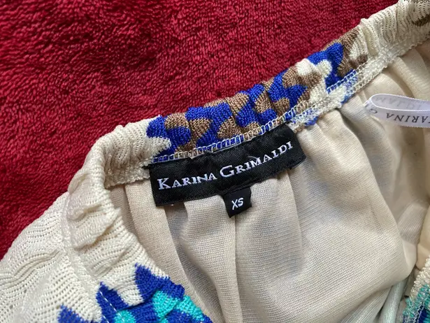 Karina Grimaldi Wide Leg Jumpsuit Strapless Blue and White Size XS