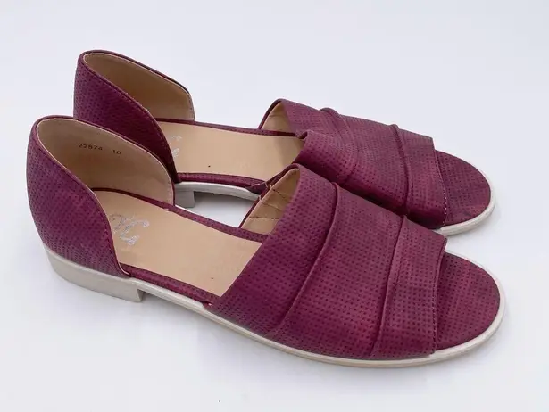 Journee Collection Helena Open Toe Flats Wine Maroon Laser Cut Women's Size 10