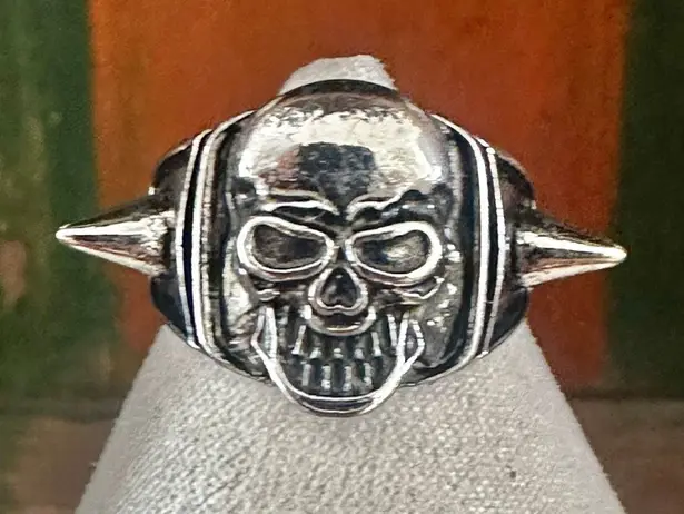 Punk Skull Spike Ring, Silver