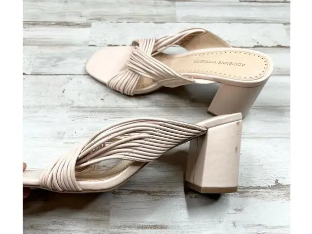 Adrienne Vittadini Beige Strappy Open Toe Block Heel Sandal Size8