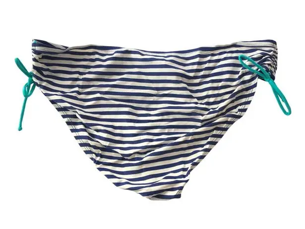 Beach Bump by Motherhood Maternity Bikini Bottoms Tie Sides Striped Navy White L Blue Size L