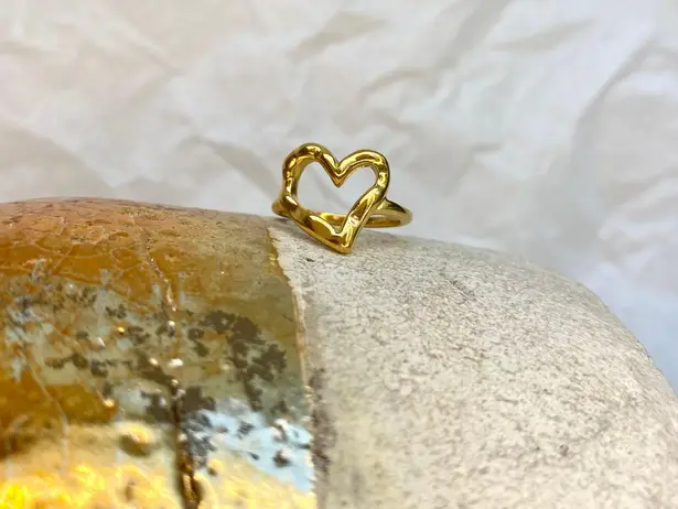 Boutique Stainless Steel 18K Gold Plated Love Heart Ring