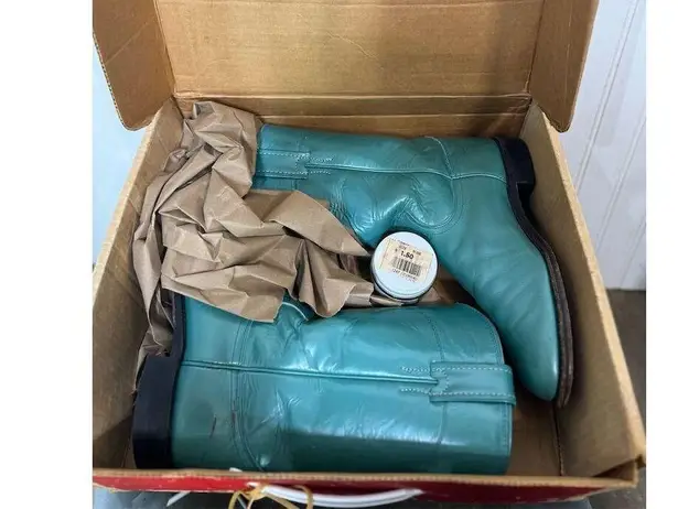 Justin Vintage Women’s Aqua Leather Cowboy Boots 7.5 D USA L3754 Western Rodeo