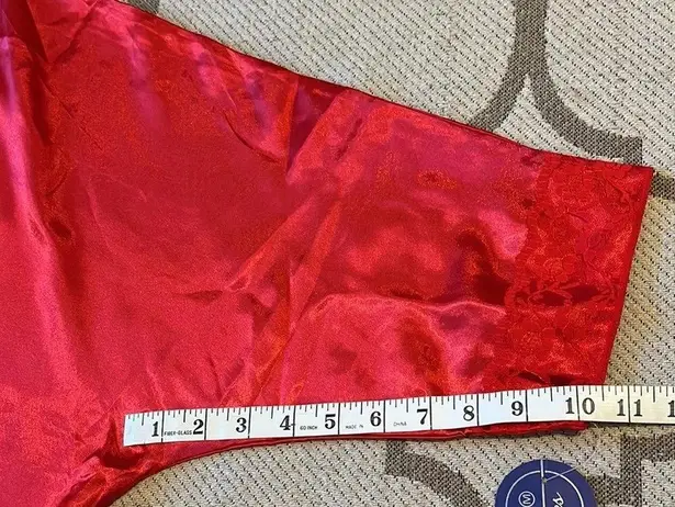 Private Touches Polyester satin pajamas pant set Red Size M