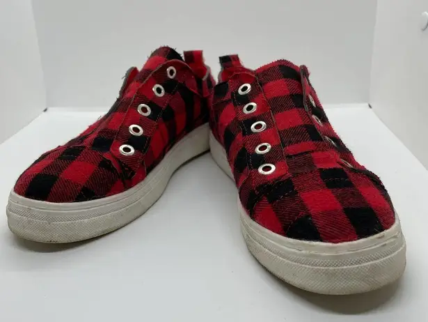 None Buffalo Plaid Sneakers Slip On Style size 7