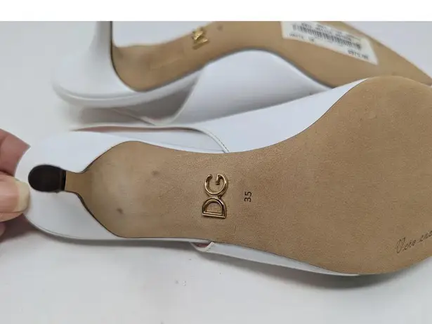 Dolce & Gabbana Jeweled Bellucci Floral Print Slingback Heels White and Pink 35