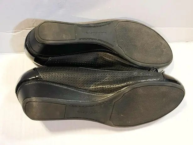 Easy Spirit Wedge Black Dawnette Perforated Wedge Ballet Pumps Sz 9.5 M EUC