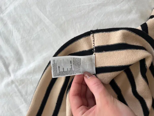 Edikted  Black and Beige Striped Cropped Turtleneck Sweater