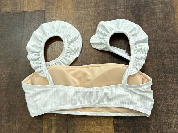 ALBION FIT Albion Blue & White Stripes Bella Crop Bikini Top Size Small