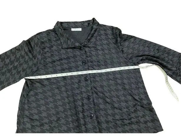 Bryn Walker Houndstooth Jacket Stretch Knit Button Up Gray Flare Sleeve size med