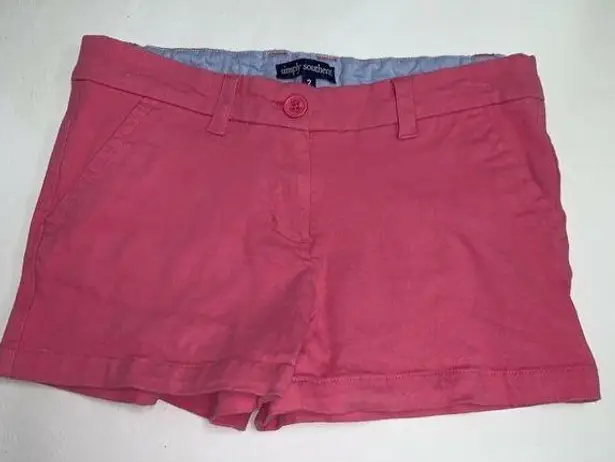 Simply Southern  Womens Chino Shorts Size 2 Pink Turtle Short Booty Cotton