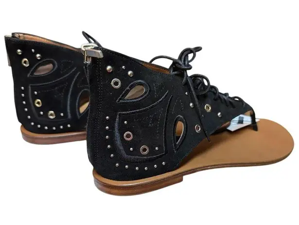 IRO Black Leather Lace Up Studded Gladiator Sandals Euro 41 MSRP $495