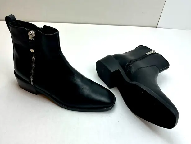 Aquatalia Colbie Weatherproof Bootie Zippers Black Leather Womens 9M 9 Medium