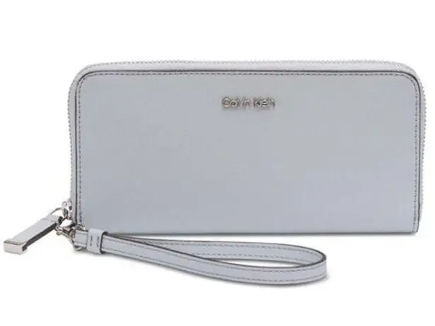 Calvin Klein  Leather Zip-Around Gray Wallet NWT