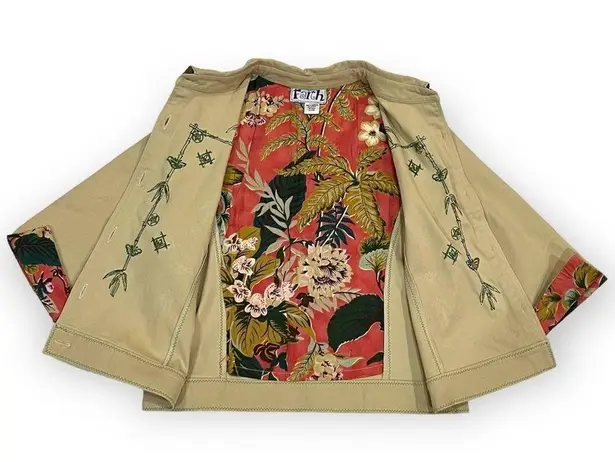 Madame Butterfly Beaded Blazer Jacket by Faith Size Large Tan