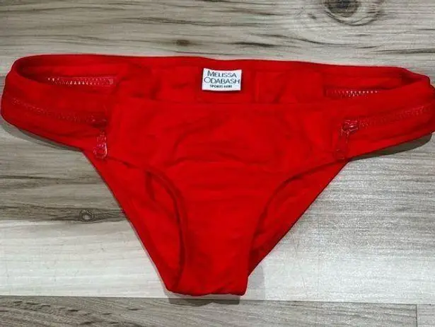 Melissa  Odabash Sports Luxe Red Zipper Bikini Bottoms Women’s 8