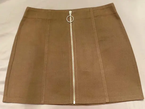 Brown Zip Up Skirt M Size M