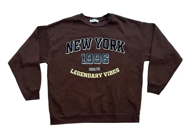 Buch and Stone New York 1996 Legendary Vibes Brown Sweatshirt Crewneck Women L Brown Size L