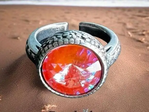 Sparkly ring made with Swarovski crystal adjustable fit handcrafted Silver