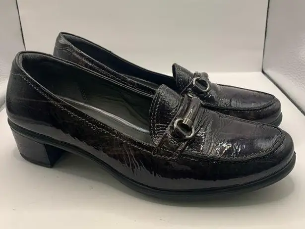 Ecco  2-Tone Patent Leather Block Heel Bit Loafers Women's EU 41 or US 10/10.5