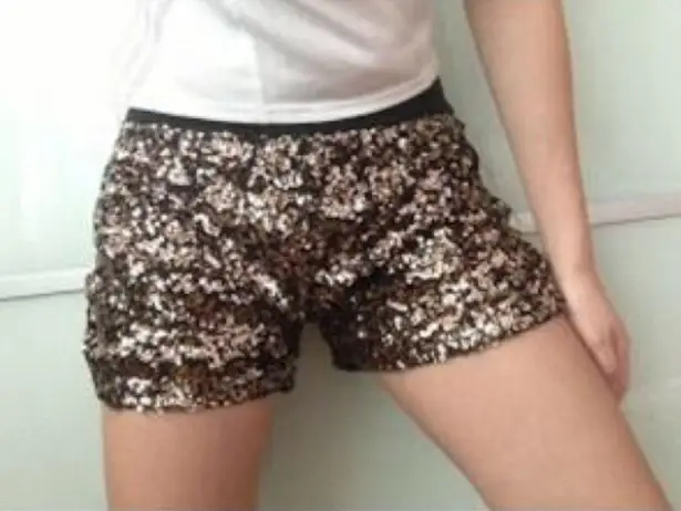 Authentic Icon AI Sequin Shorts Gold