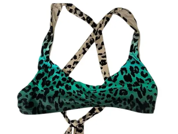 La Blanca Dip into the Wild Shirred Strap Bra Bikini Top Aquamarine Size 10