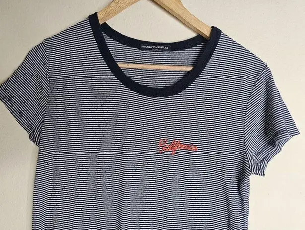 Brandy Melville  John Galt Ringer Embroidered California Striped T-shirt One Size