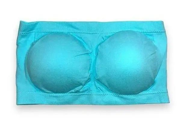 Boutique Womens Bandeau Strapless Bra Removeable Padding Stretchy Teal Blue XXL