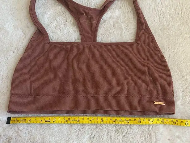 Danskin  INTIMATES Womens Size XL Brown Square Neck Racerback Bra Ribbed