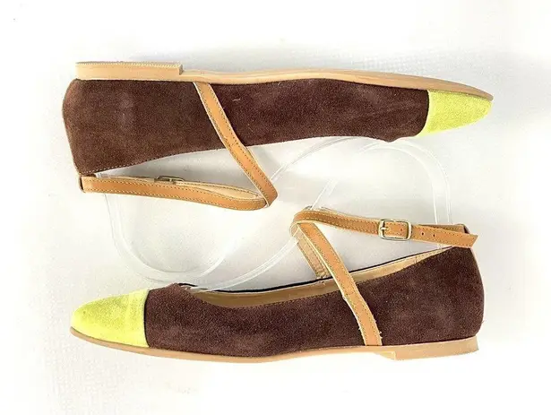 Seychelles Women's 7M Green Brown Just The Beginning Suede Cap Toe Shoes Flats