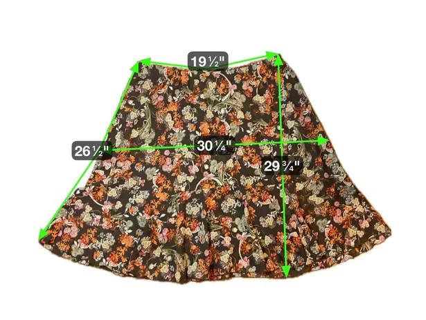 Y2K Floral Ruffle Midi Skirt Brown Plus Size 3X Long Boho Cottage Ren Fair Fairy