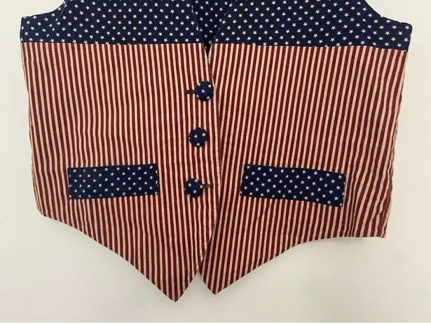 Handmade Vintage Cotton Vest Red and Blue Stars and Stripes USA Fourth of July Medium